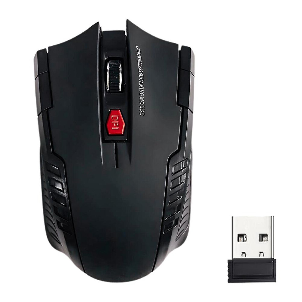 (Black) Ryra 2.4G 6 Key Wireless Mouse Game Mouse 1600Dpi Usb Receiver Gaming Mouse Optical For Laptop Black