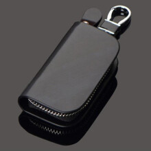 (Black Without Label) Leather Ford Keyfob Keychain Key Case Wallet Bag Remote Control Case Cover Coin Holder Zipper Bag