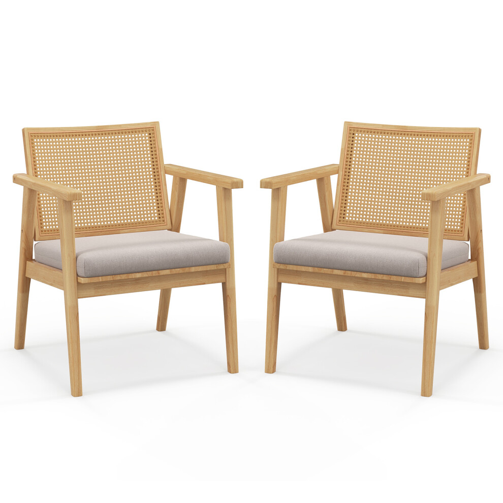 Casart Set Of 2 Rattan Accnet Chair Farmhouse Armchair W/ Upholstered Cushion Not,Specified