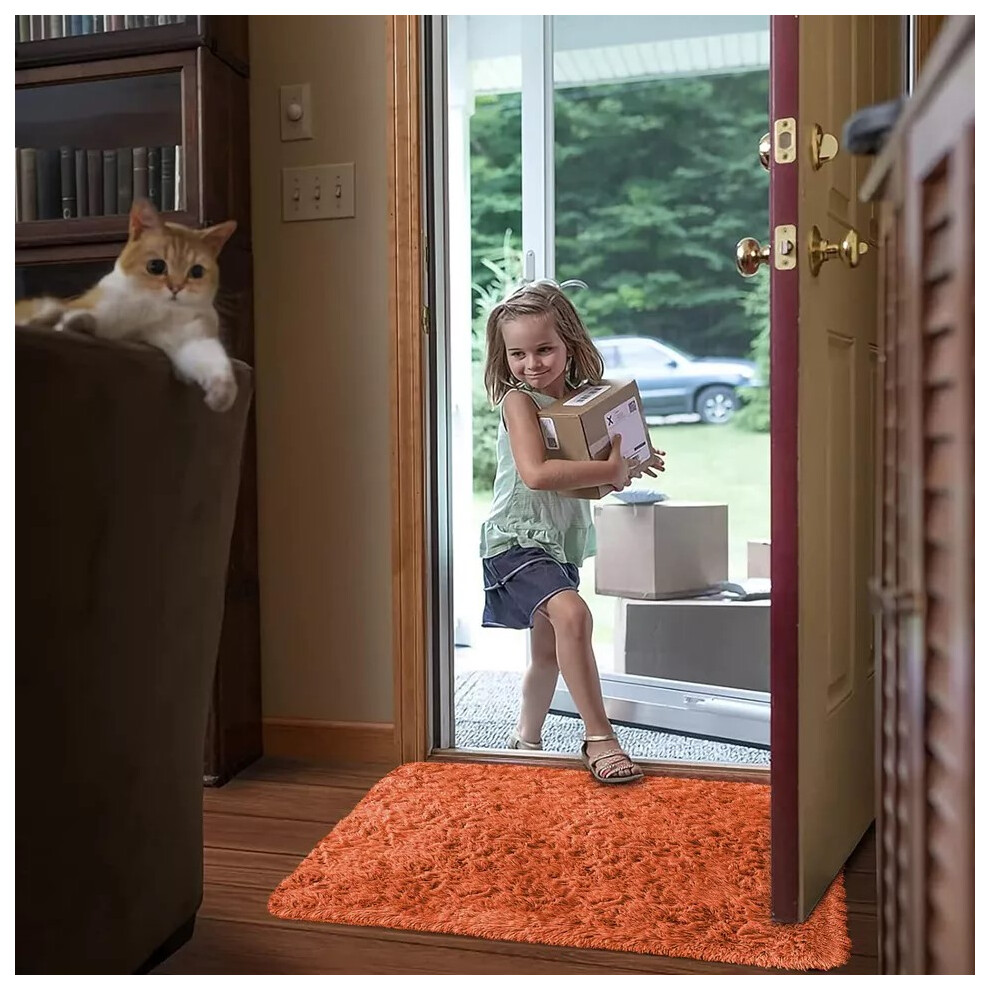 (60x110 cm, Orange) Soft Touch Shaggy Rugs For Bedroom Hallway Runner Floor Rug