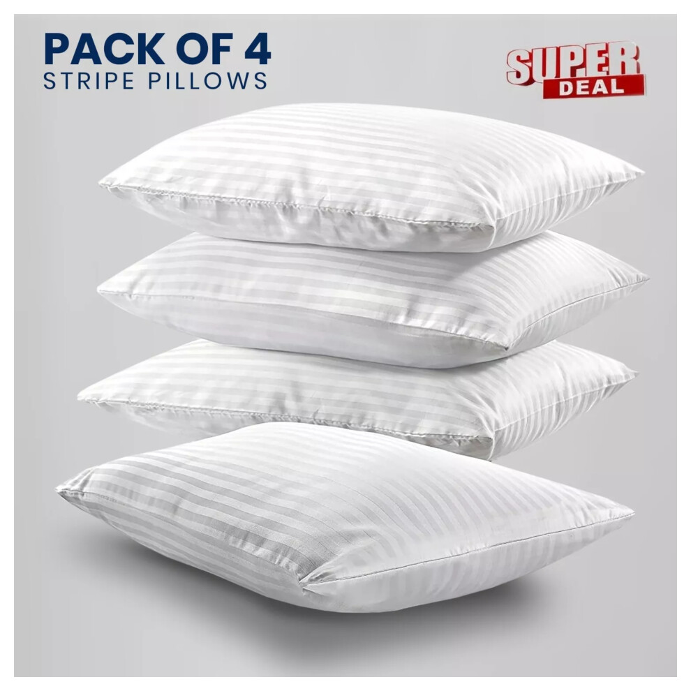 (4-Pack Stripe Pillows) Pillows Soft Stripe Bounce Back Pack of 2, 4, 6, 8