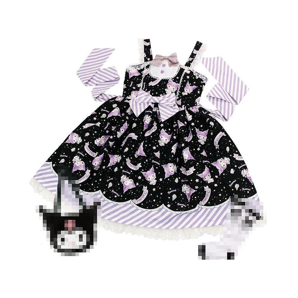 (S, Kuromi-1) Kawaii Sanrioed Princess Dress Kuromi My Melody Cinnamoroll Cartoon Girl Heart Lolita Sweetheart Princess Dress Gift For Girls Not,Specified