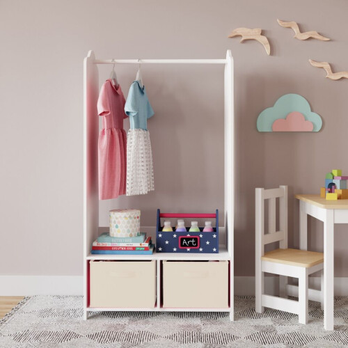 URBN Living (Cream) MDF Wooden Hanging Clothes Rail Wardrobe Storage