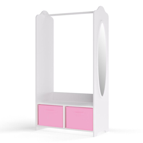 URBN Living (Light Pink) MDF Wooden Hanging Clothes Rail Wardrobe Storage 2