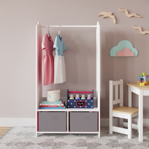 URBN Living (Grey) MDF Wooden Hanging Clothes Rail Wardrobe Storage