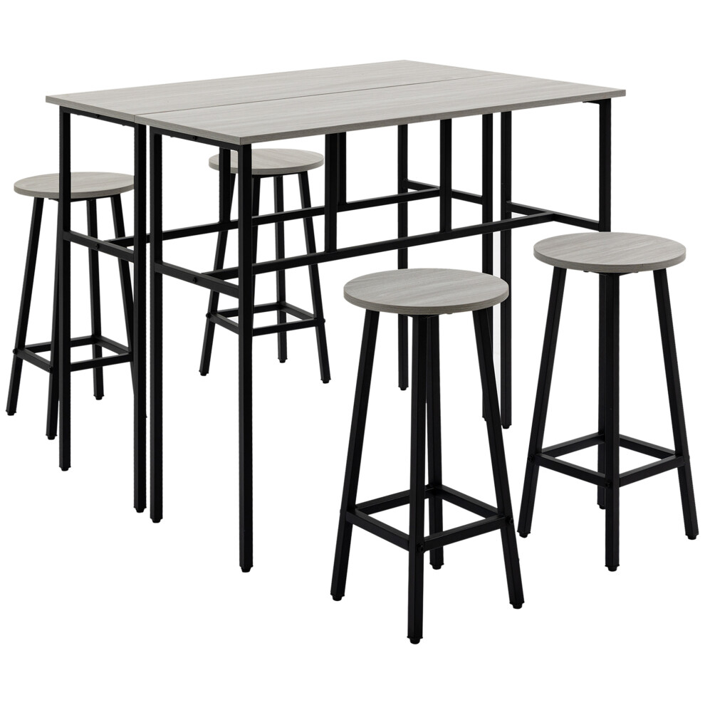 6 Piece Industrial Bar Table Set 2 Breakfast Tables With 4 Stools