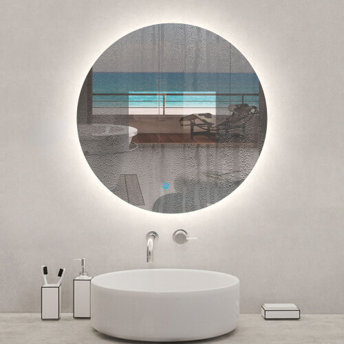 AICA 50cm Backlit LED Bathroom Mirror Round 2