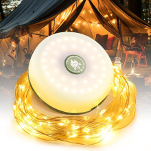 Outdoor Waterproof Portable Stowable String Light, Portable Camping Light, 2 in 1 Rechargeable Retractable Led Tent Camping Fairy Lights
