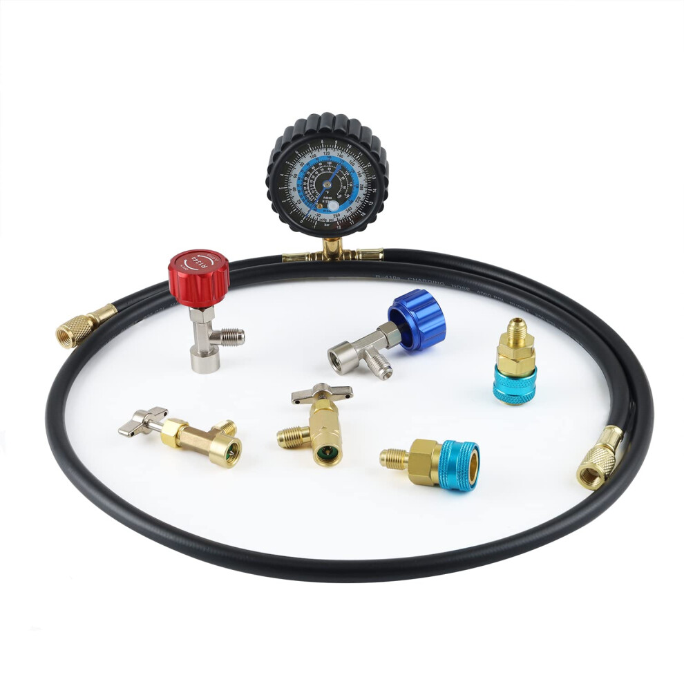 Lichamp R1234yf Refrigerant Recharge Kit, Ac R134a 1234Yf Gauge Set Include Adapters And Can Taps, B201 6935462221905