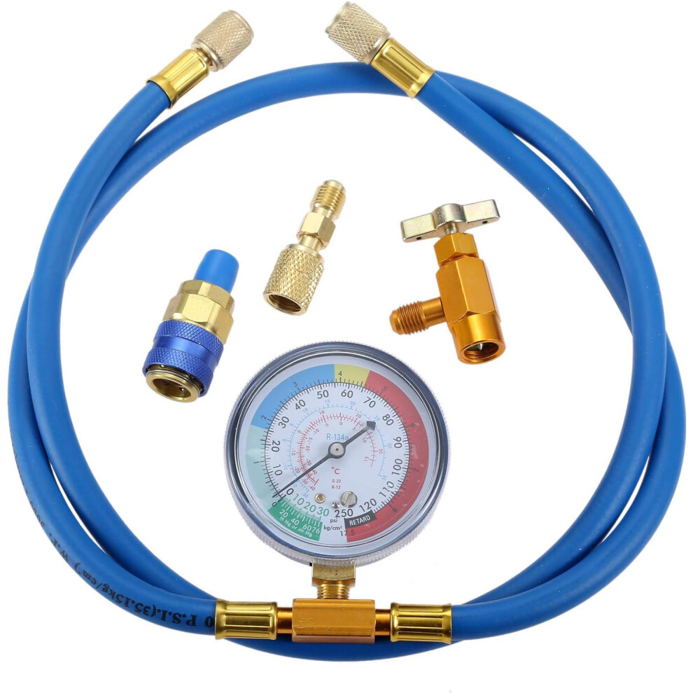Aupoko R134a Recharge Hose Kit With Gauge, 59'' Ac Refrigerant Recharging Hose With 1/2" Female R134a Can Tap Refrigerant Dispenser, R134a Quick 6935462222049