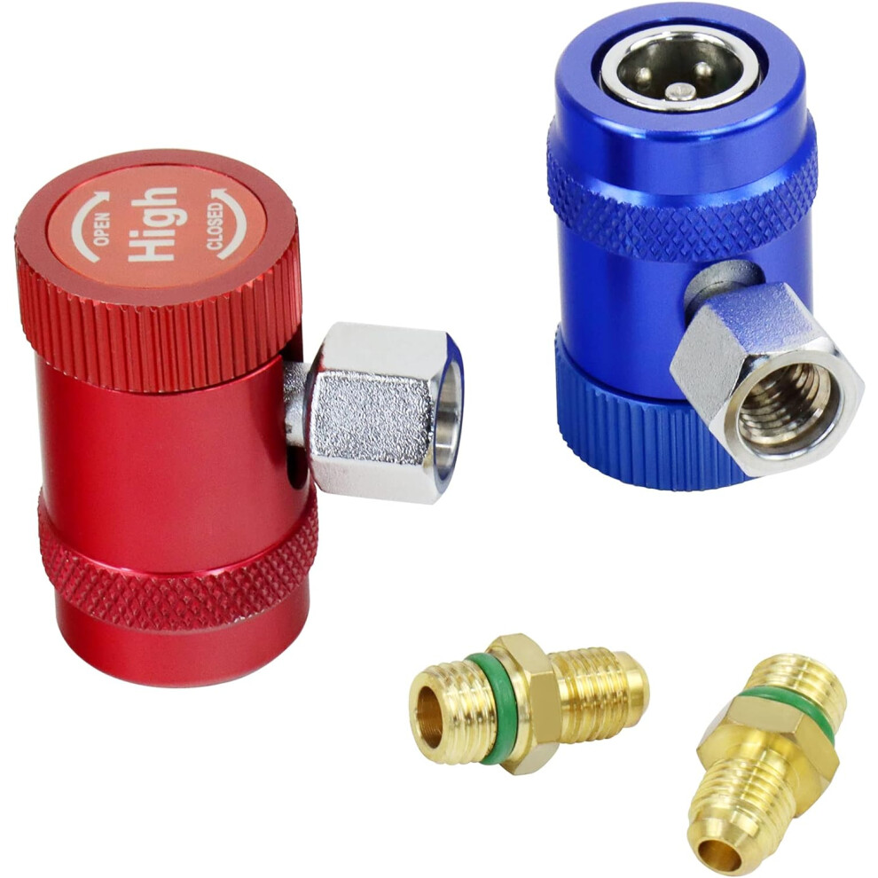 Ac R1234yf Adjustable Quick Coupler Adapter Work As Auto Air Conditioning Manifold Gauge Fittings, Automotive Hvac 1234Yf Low And High Service Port 6935462222148