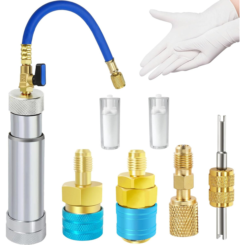 (Yellow) Ac Oil Injector For R1234yf R134a R410a, Ac Dye Injector With Shut-Off Valve, 1234Yf Dye Injector With Backflow Prevention Function, Ac Dye O Yellow 6935462222209