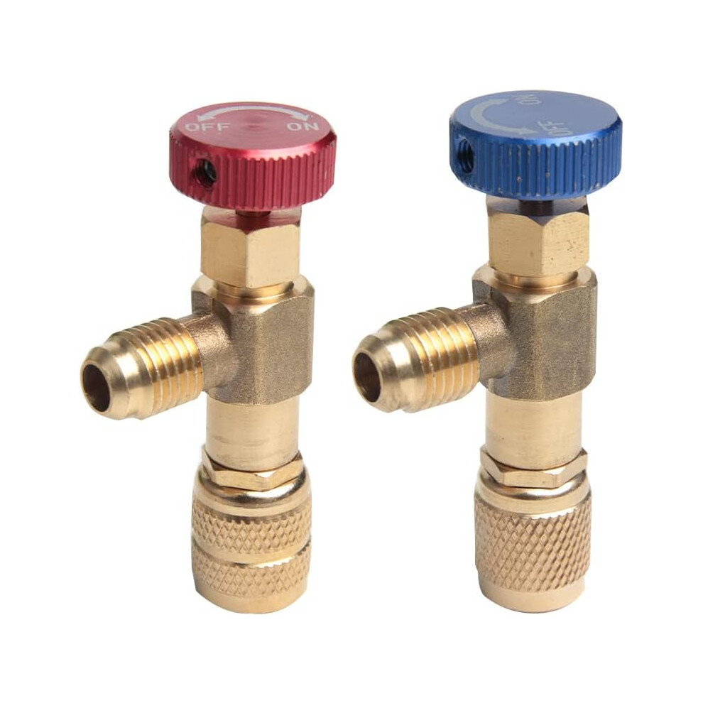 2Pcs Multifunctional R22/R410a Refrigeration Charging Adapter,Air Conditioning Charging Valve 1/4" Sae Male To 5/16"Sae Famale Safety Adaptor 6935462222445