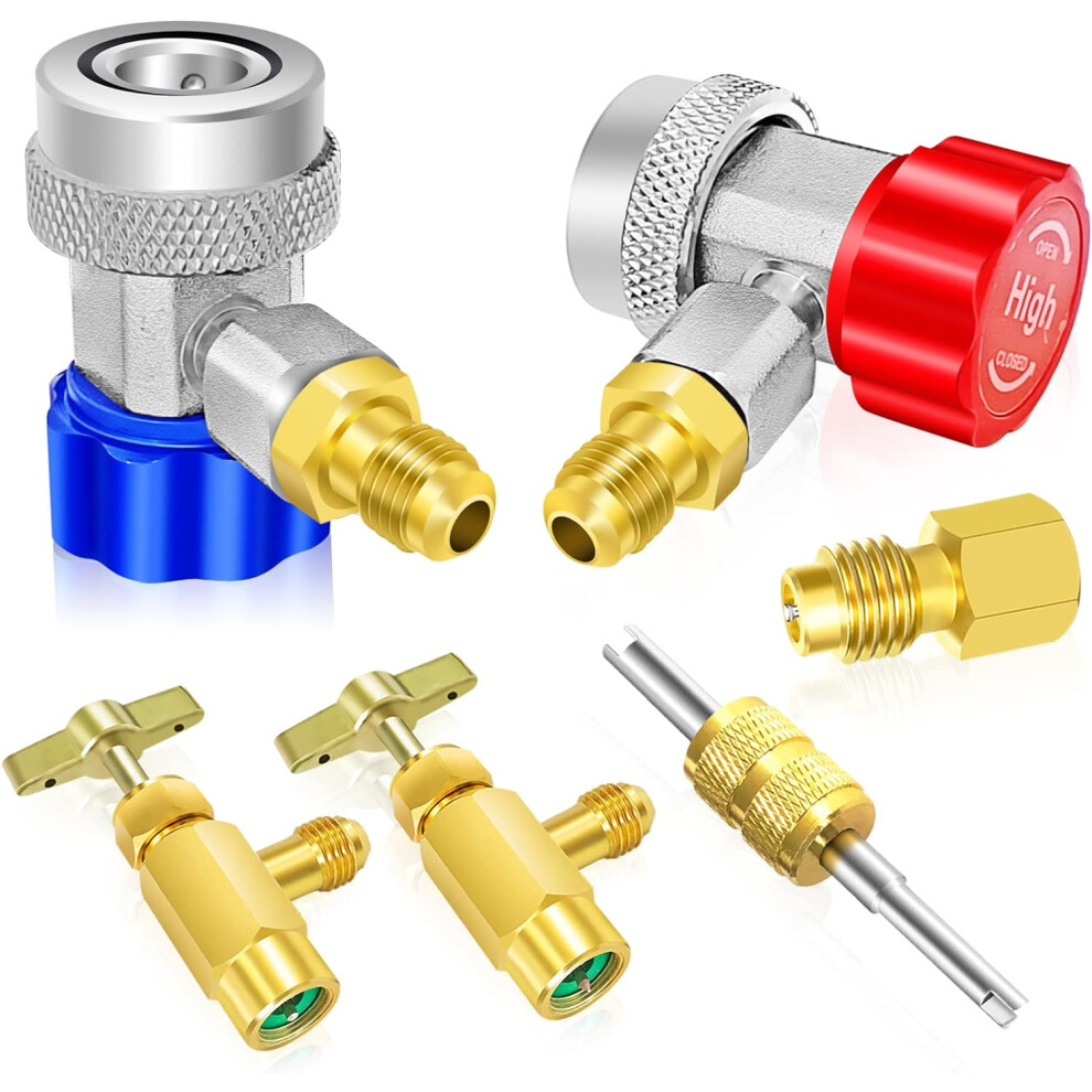 Boltigen R134a Adapter, Ac R134a Adapters Kit, 134A Adapter Fittings Kit With Self Sealing And Puncture R134a Can Taps, For R134a System Refrigerant 6935462222766
