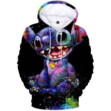 (Rainbow Stitch, 7-8 Years) Kids Lilo Stitch Cartoon Casual Hoodies Sweatshirt Hooded Pullover Top Coat Xmas Birthday Fans Gift