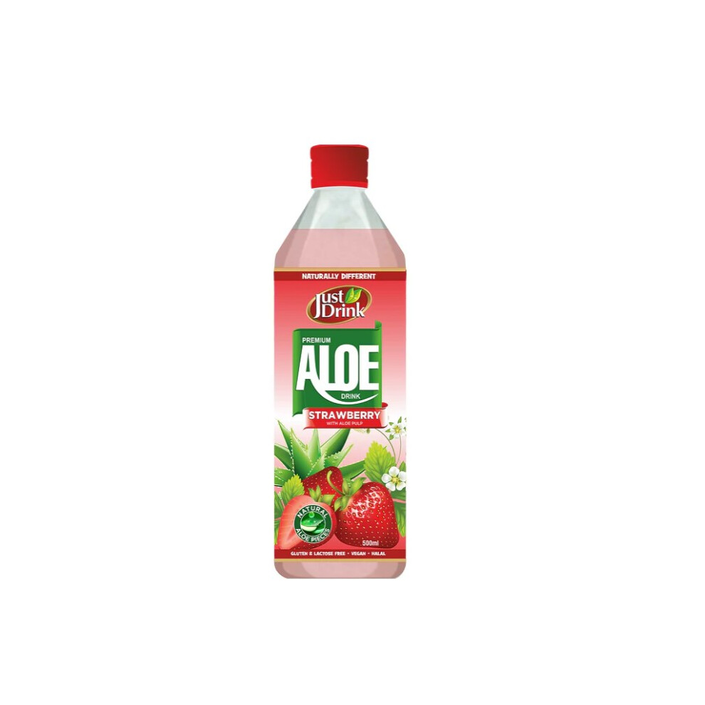 (Pack Of 18) JUST DRINK STRAWBERRY ALOE VERA - 500ML