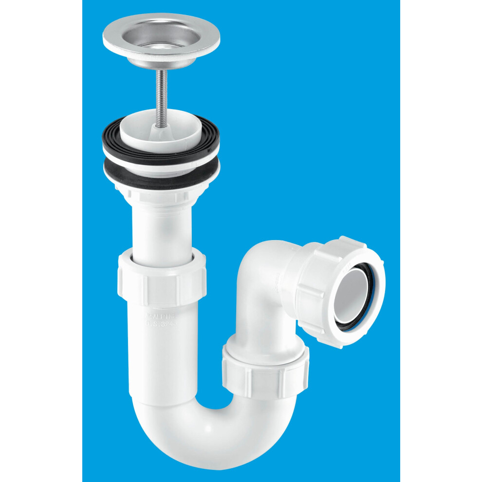 Mcalpine Asa10w 75Mm Water Seal Adjustable Inlet Tubular Swivel Basin Trap With 1¼" Multifit Outlet