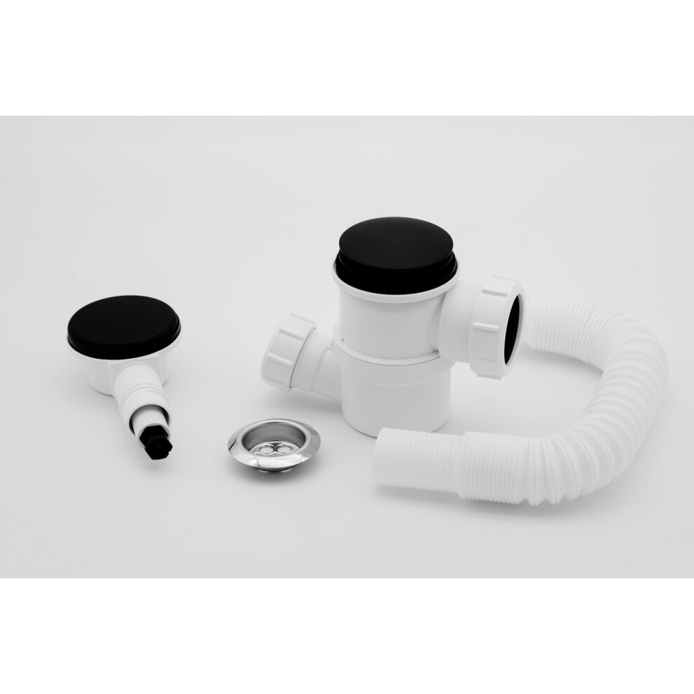 New Mcalpine 1.50 Top Access Bath Trap+O/F In Matt Black