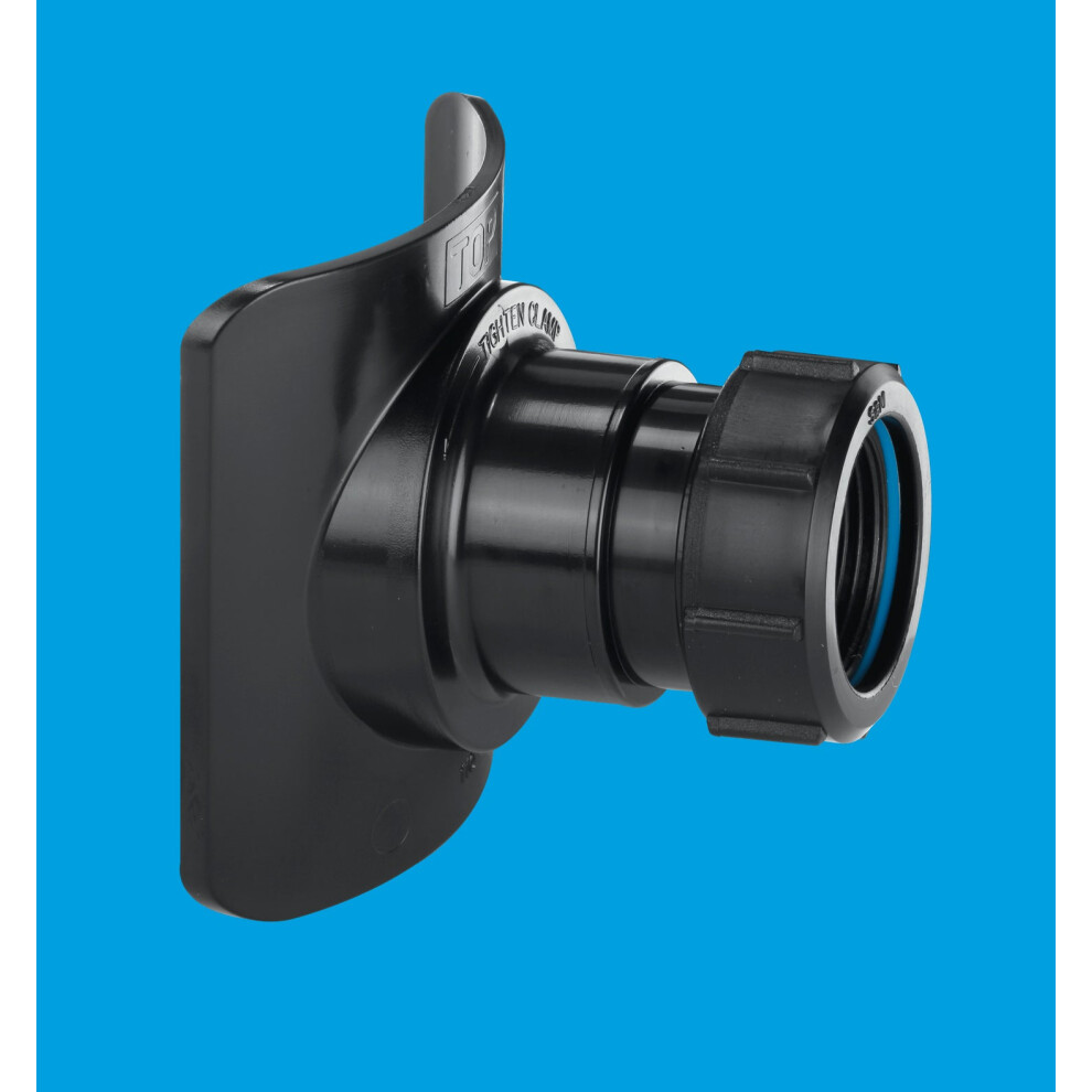 McAlpine BOSSCONN82Z-BL Black Mechanical Soil Pipe Boss Connector for 57mm hole saw size, supplied with fixing tool and suitable for 4"/110mm soil pip