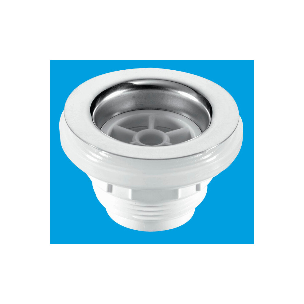 McAlpine BSW10 1Â½" Backnut Bath Waste: 70mm Stainless Steel Flange x 1Â½" Tail: Unslotted: Plug