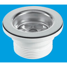 McAlpine BSW10P Centre Pin Bath Waste: 70mm Stainless Steel Flange: Black PVC Plug