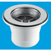 McAlpine BSW21P Centre Pin Sink Waste: 85mm Stainless Steel Flange with Plug
