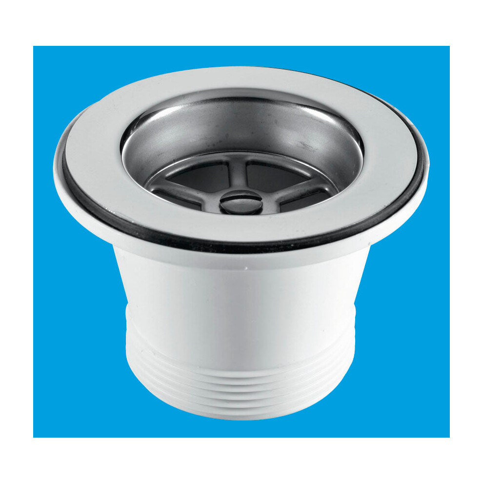 McAlpine BSW21P Centre Pin Sink Waste: 85mm Stainless Steel Flange With Plug