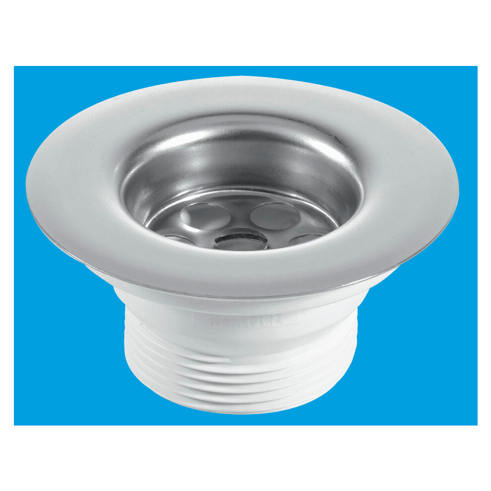 McAlpine BSW3P Centre Pin Sink Waste: 85mm Stainless Steel Flange with Plug