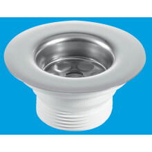 McAlpine BSW6PC Centre Pin Sink Waste: 85mm Stainless Steel Flange with Plug