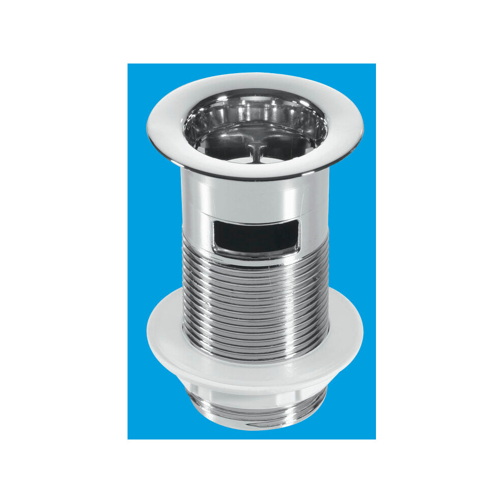 McAlpine BW1 1Â¼" Chrome Plated Plastic Basin Waste - Backnut Model: 60mm Flange x 3Â½" Tail with Plug