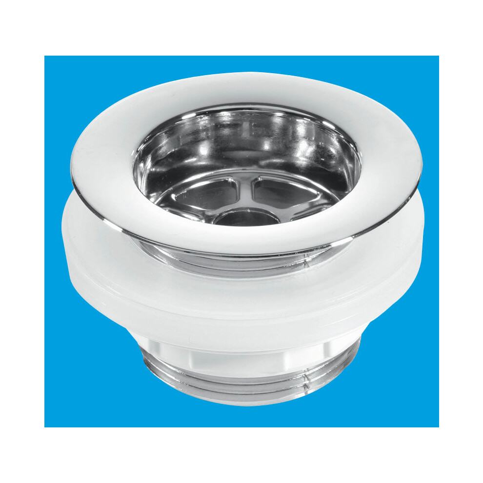 McAlpine BW5 1Â½" Backnut Bath Waste: 70mm Chrome Plated Plastic Flange x 1Â½" Tail: Unslotted: Plug