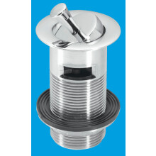 McAlpine BW60SPH-CB 1¼" Chrome Plated Brass Basin Waste - Backnut Model: 60mm Flange x 3½" Tail with Swivel Handle Plug
