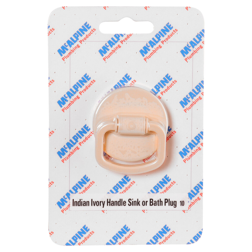 Mcalpine Card-10 Indian Ivory Handle Sink Or Bath Plug - Bp2h-Ii 5036484001535