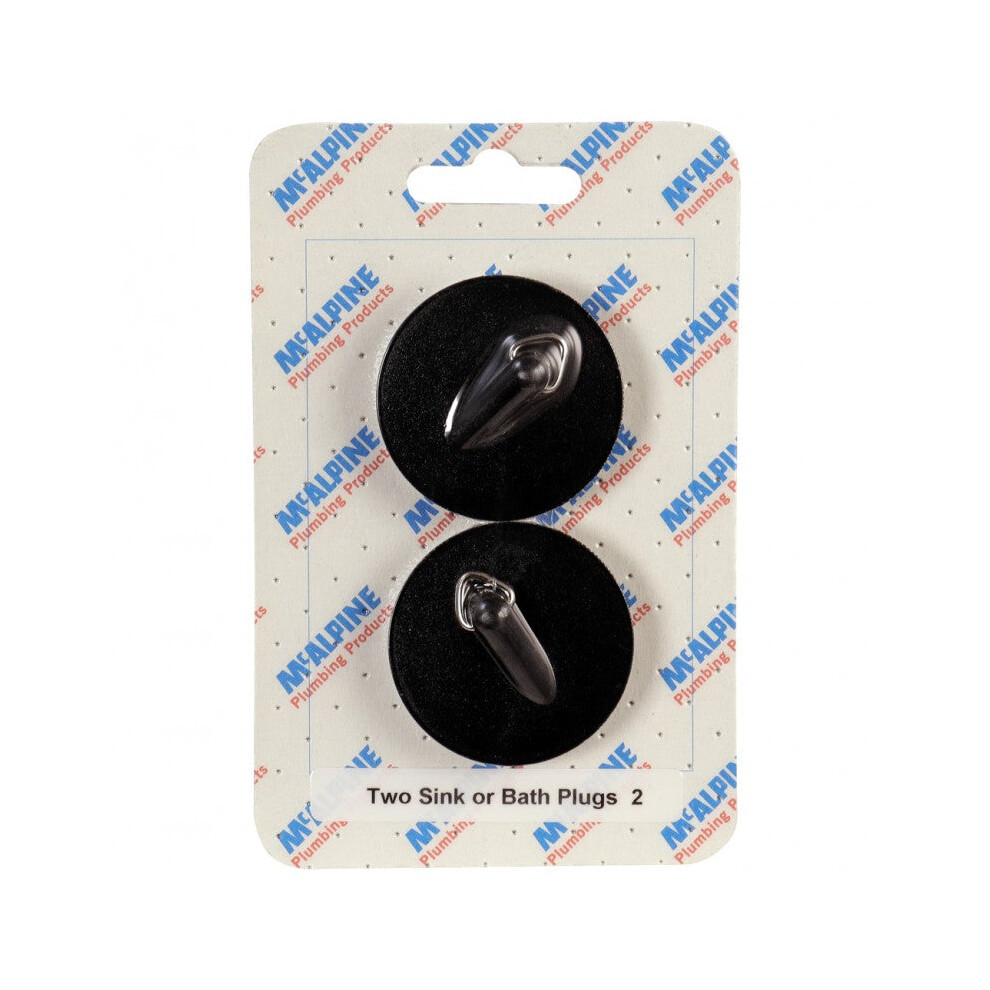 McAlpine CARD-2 Two Sink Or Bath Plugs - BP4T - Black PVC Plug 1Â¾" with triangle (for 1Â½" waste)