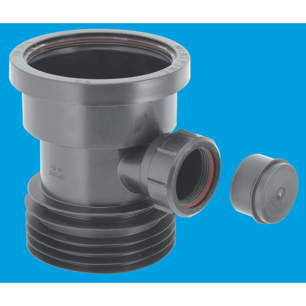 McAlpine DC1-BL-BO Black 4"/110mm Drain Connector with Boss