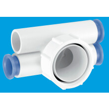 McAlpine R12 Four Way Connector 1½" loose nut x four connections for 19mm pipe, supplied with 3 Plugs