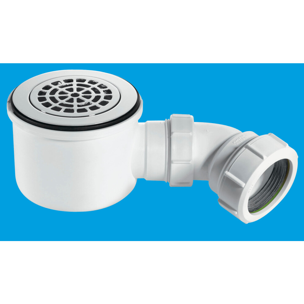 McAlpine ST90CPB-P-HP 90mm x 50mm Water Seal Shower Trap with 2" Universal Outlet High-Flow High-Performance Trap with removable 110mm Flange.