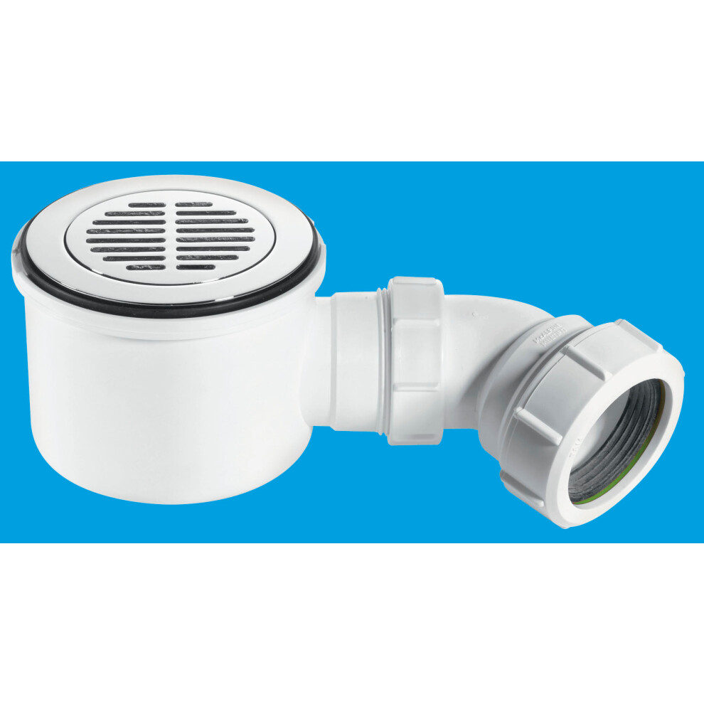 McAlpine ST90CPB-S-HP 90mm x 50mm Water Seal Shower Trap with 2" Universal Outlet High-Flow High-Performance Trap with removable 110mm Flange.