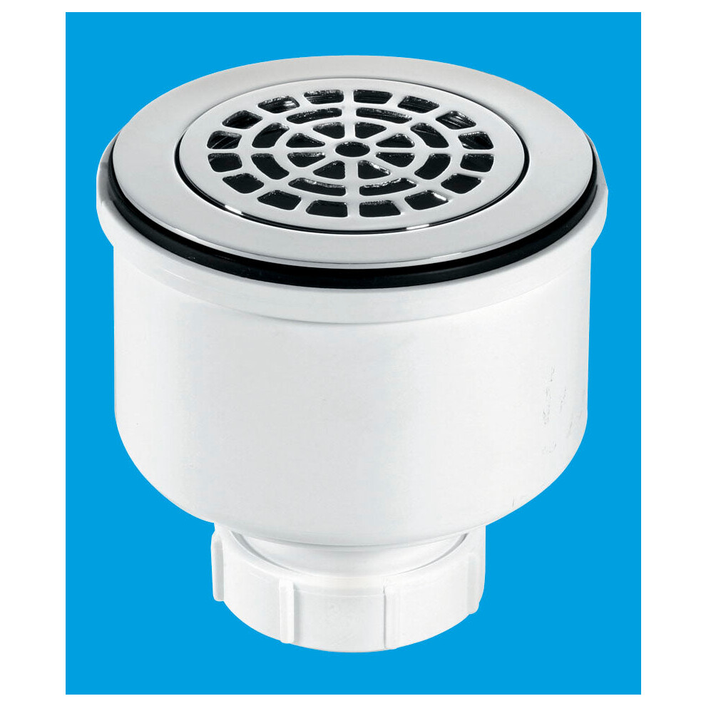 McAlpine ST90CPB-P-V 90mm x 50mm Water Seal Shower Trap with 2" Universal Vertical Outlet with removable 110mm Flange.