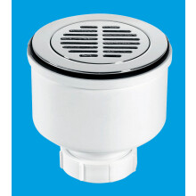 McAlpine ST90CPB-S-V 90mm x 50mm Water Seal Shower Trap with 2" Universal Vertical Outlet with removable 110mm Flange.
