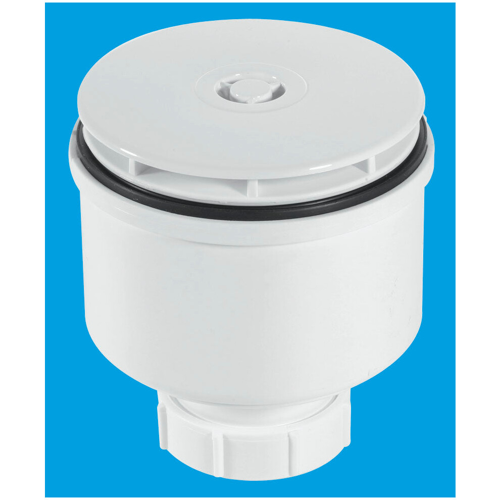 McAlpine ST90WH10-V 90mm x 50mm Water Seal Shower Trap with 2" Universal Vertical Outlet with removable 110mm Flange.