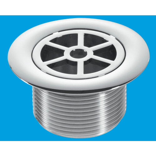 McAlpine STW85CP Standard Waste for STW 1½in Shower Traps – 85mm, Chrome-Plated Brass Flange, White PP Body, Removable Debris Grid