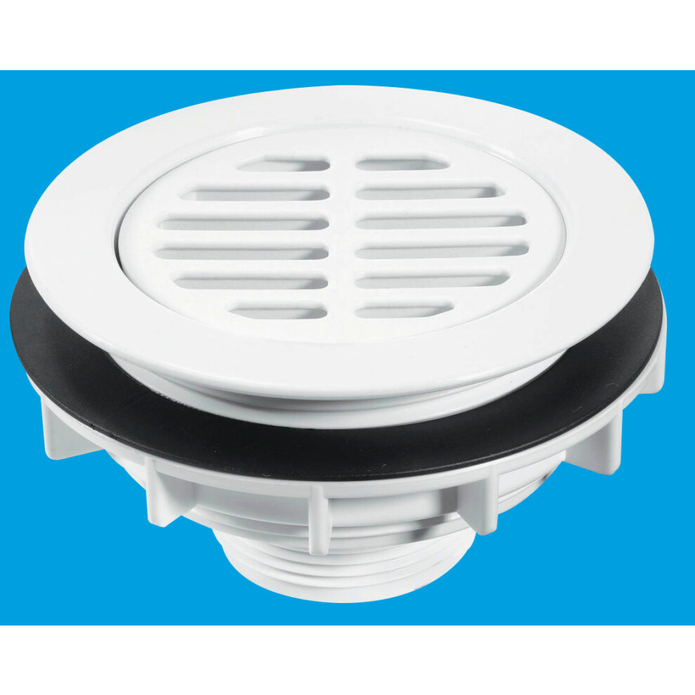 McAlpine SWHF1-WH High Flow Shower Waste: 113mm White Plastic Flange x 56mm Tail: Top Access: Backnut Model