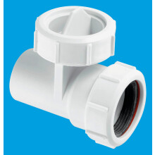 McAlpine T28M-FIL 1½" In-line Connector with Top Access Filter. Universal Connection x ABS Plain Spigot BS EN 1329-1:2000