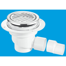 McAlpine TSG1-R125SS 75mm Water Seal Trapped Gully, Tile/Grating with removable Grid, 2" Horizontal Outlet and 2" x 1½" Socket Reducer