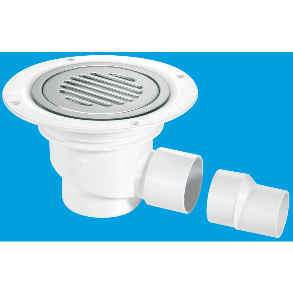 Mcalpine Tsg1ss-Sl-Nsc 75Mm Water Seal Trapped Gully, Clamp Ring And Cover Plate, 2" Horizontal Outlet And 2" X 1½" Socket Reducer