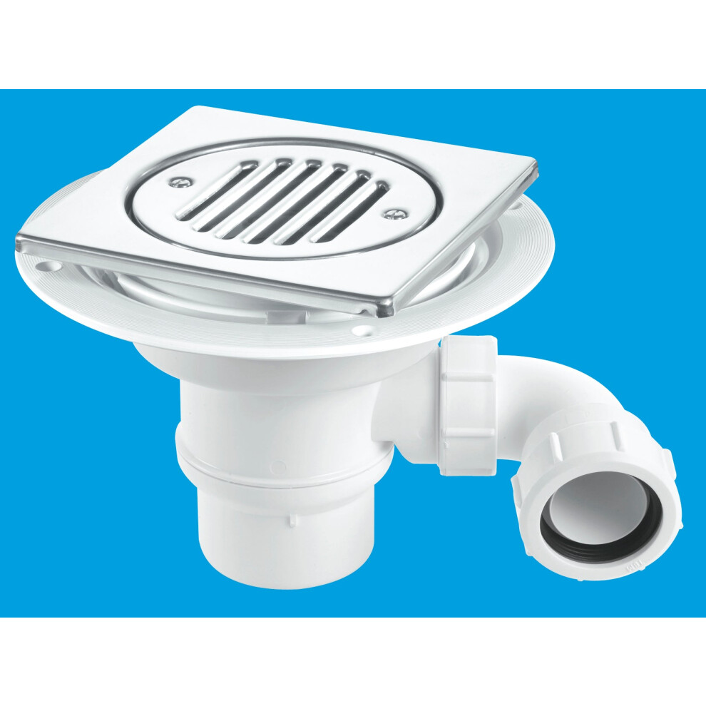 Mcalpine Tsg1t6ssstw295 50Mm Water Seal Trap With 1Â½" X 90 Swivel Multifit Outlet Bend, 150Mm Square Polished Stainless Steel Tile With Removable Gri 5036484050670