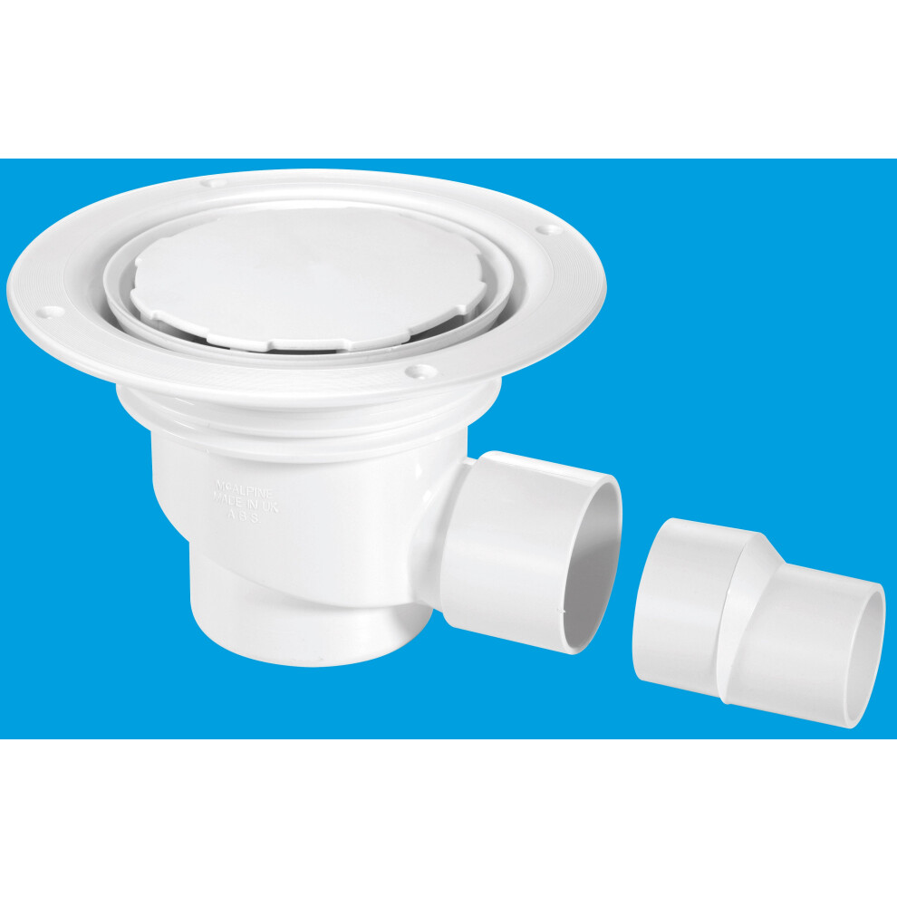 McAlpine TSG1WH-NSC 75mm Water Seal Trapped Gully, Clamp Ring and Cover Plate, 2" Horizontal Outlet and 2" x 1½" Socket Reducer