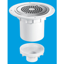 McAlpine TSG2-ANTI/LIG Trapped Floor Gully, 75mm Water Seal, 110mm/2in Vertical Solvent Outlet, Anti-Syphon & Anti-Rodent