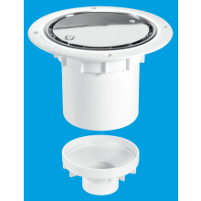 McAlpine TSG2SS 75mm Water Seal Trapped Gully, Clamp Ring and Cover Plate, 110mm or 2" Vertical Solvent Spigot Outlet